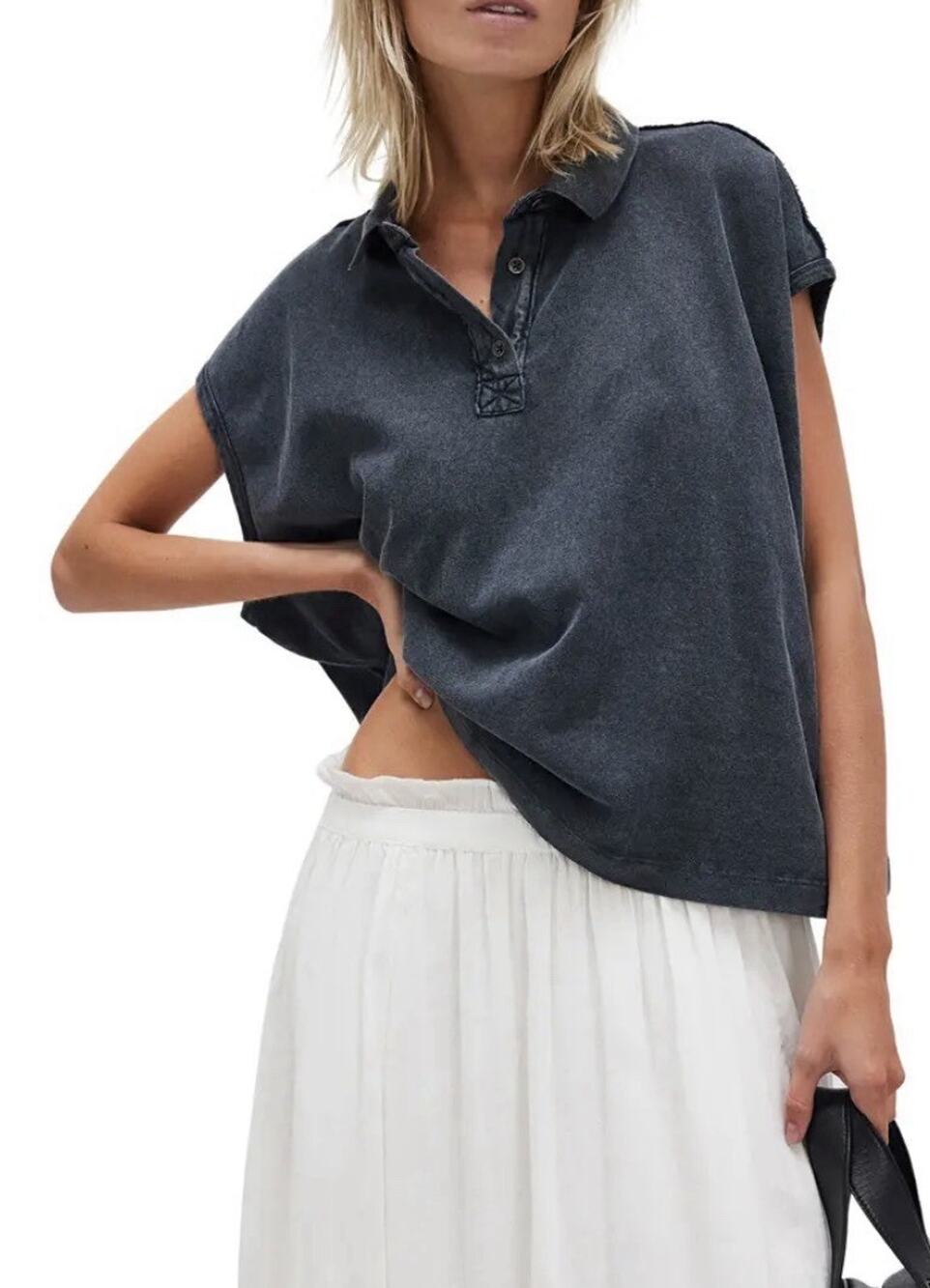 Free People Movement Crop Y2K Tank Top Women’s Brown black Acid Wash M A011111
